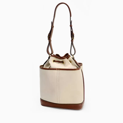 Bucket Bag Damen Beige Braun – Stylische Beuteltasche mit Kordel