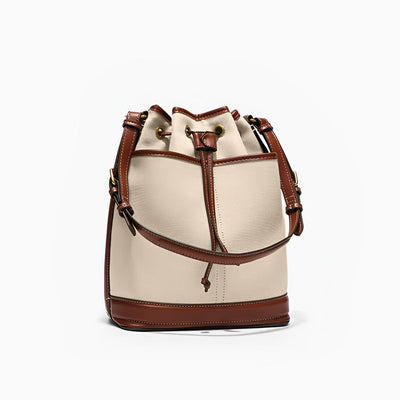 Bucket Bag Damen Beige Braun – Stylische Beuteltasche mit Kordel