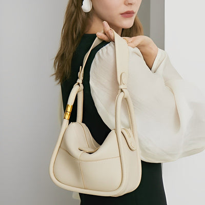 Schultertasche mit Struktur-Optik & Goldakzent