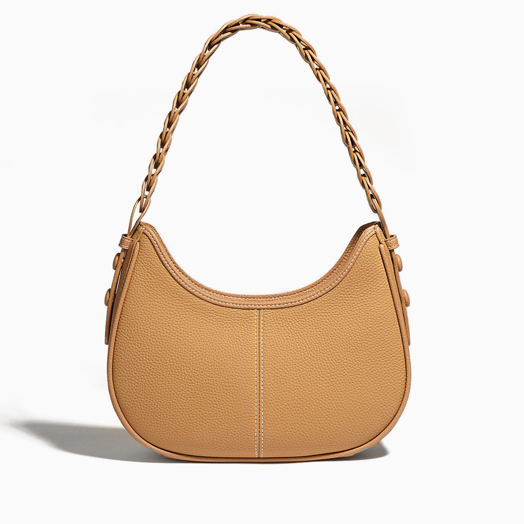 Elegante Halbmond-Schultertasche mit Geflochtenem Henkel