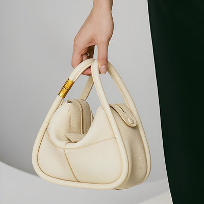 Schultertasche mit Struktur-Optik & Goldakzent