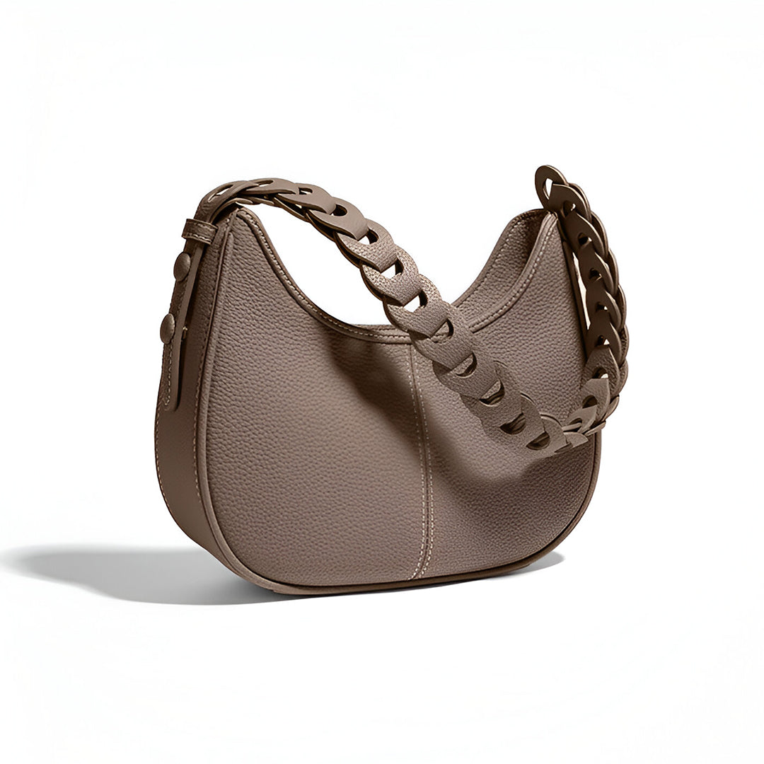 Elegante Halbmond-Schultertasche mit Geflochtenem Henkel