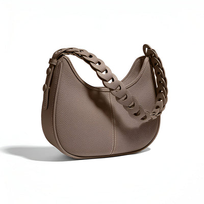 Elegante Halbmond-Schultertasche mit Geflochtenem Henkel