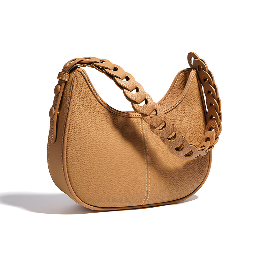 Elegante Halbmond-Schultertasche mit Geflochtenem Henkel