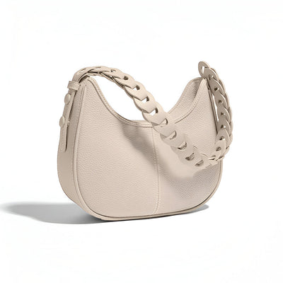 Elegante Halbmond-Schultertasche mit Geflochtenem Henkel