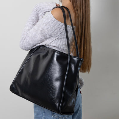 Blair Damen Tote Bag – Vegane Vintage-Tasche in Schwarz | ommoda.de