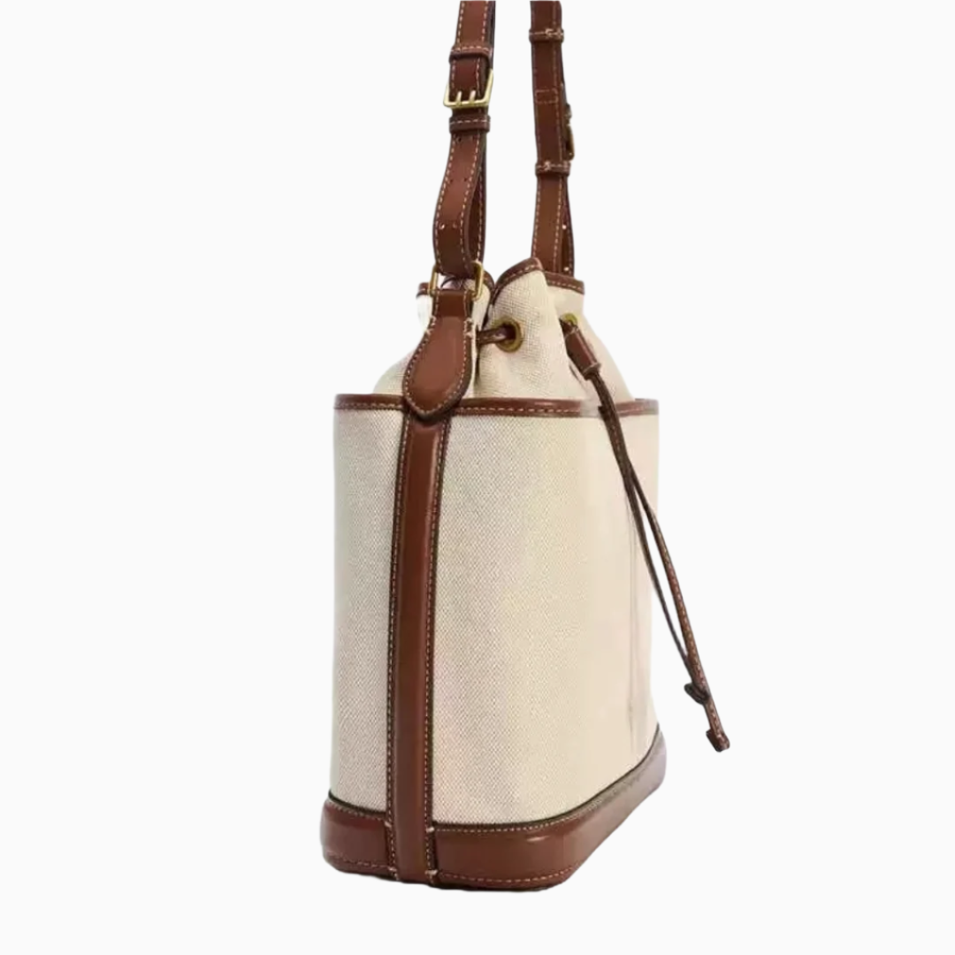 Bucket Bag Damen Beige Braun – Stylische Beuteltasche mit Kordel