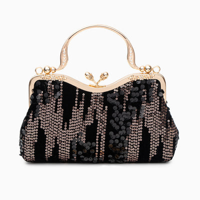 Vintage Clutch mit Pailletten & Vergoldetem Rahmen
