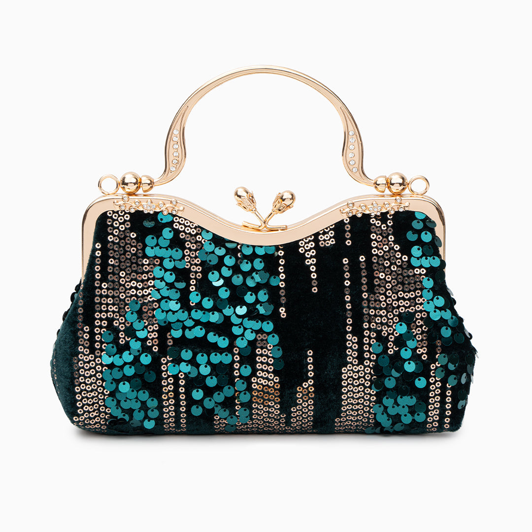 Vintage Clutch mit Pailletten & Vergoldetem Rahmen