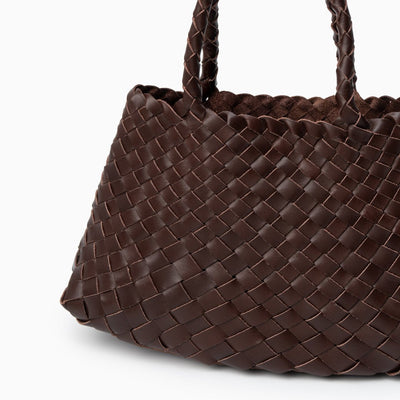 Große Damenhandtasche – Echtleder mit geflochtenem Design | Handtasche mit Baumwollfutter
