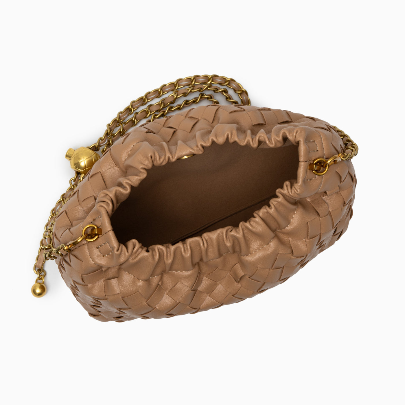 Schultertasche Weinrot – Geflochtene Premium Bag mit goldener Kette