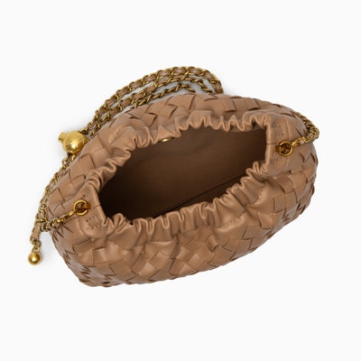 Schultertasche Weinrot – Geflochtene Premium Bag mit goldener Kette