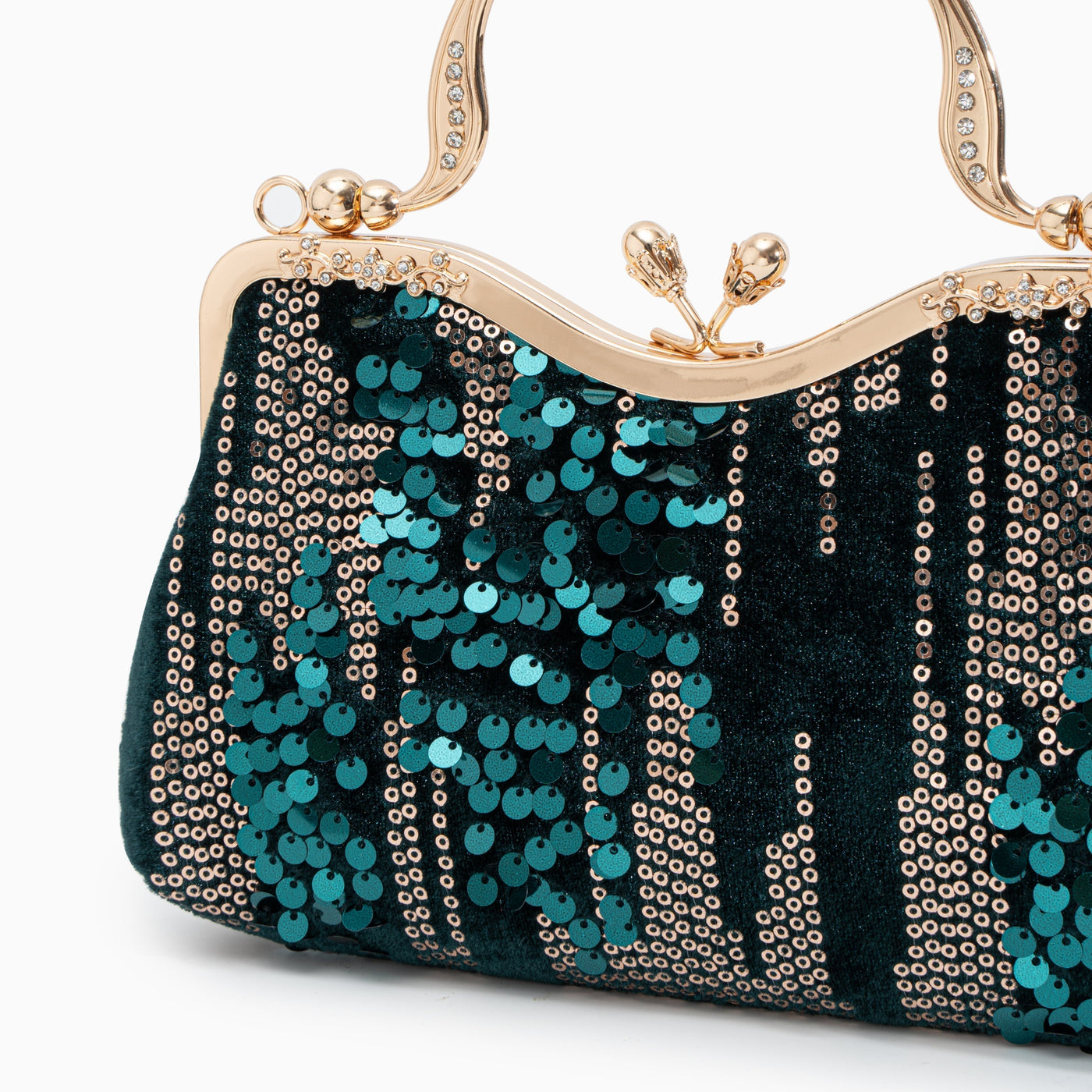 Vintage Clutch mit Pailletten & Vergoldetem Rahmen