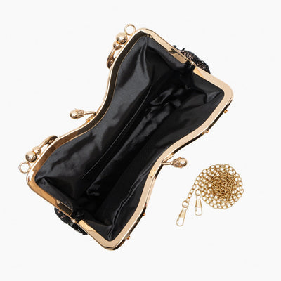 Vintage Clutch mit Pailletten & Vergoldetem Rahmen