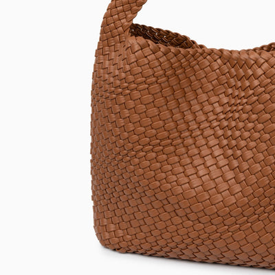 Premium Hobo Schultertasche Schwarz – Geflochtene Schultertasche aus veganem Leder