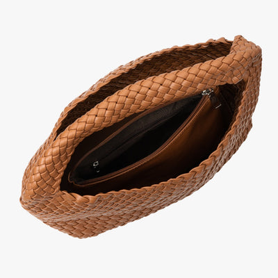 Premium Hobo Schultertasche Schwarz – Geflochtene Schultertasche aus veganem Leder