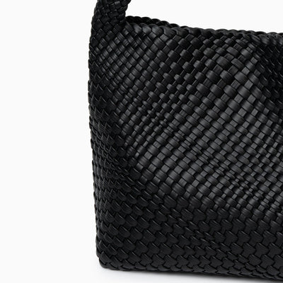 Premium Hobo Schultertasche Schwarz – Geflochtene Schultertasche aus veganem Leder