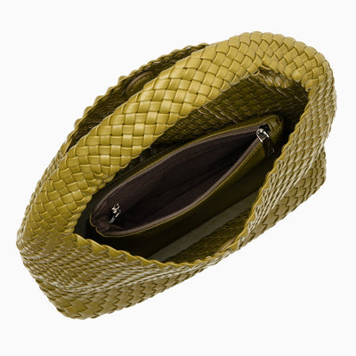 Premium Hobo Schultertasche Schwarz – Geflochtene Schultertasche aus veganem Leder
