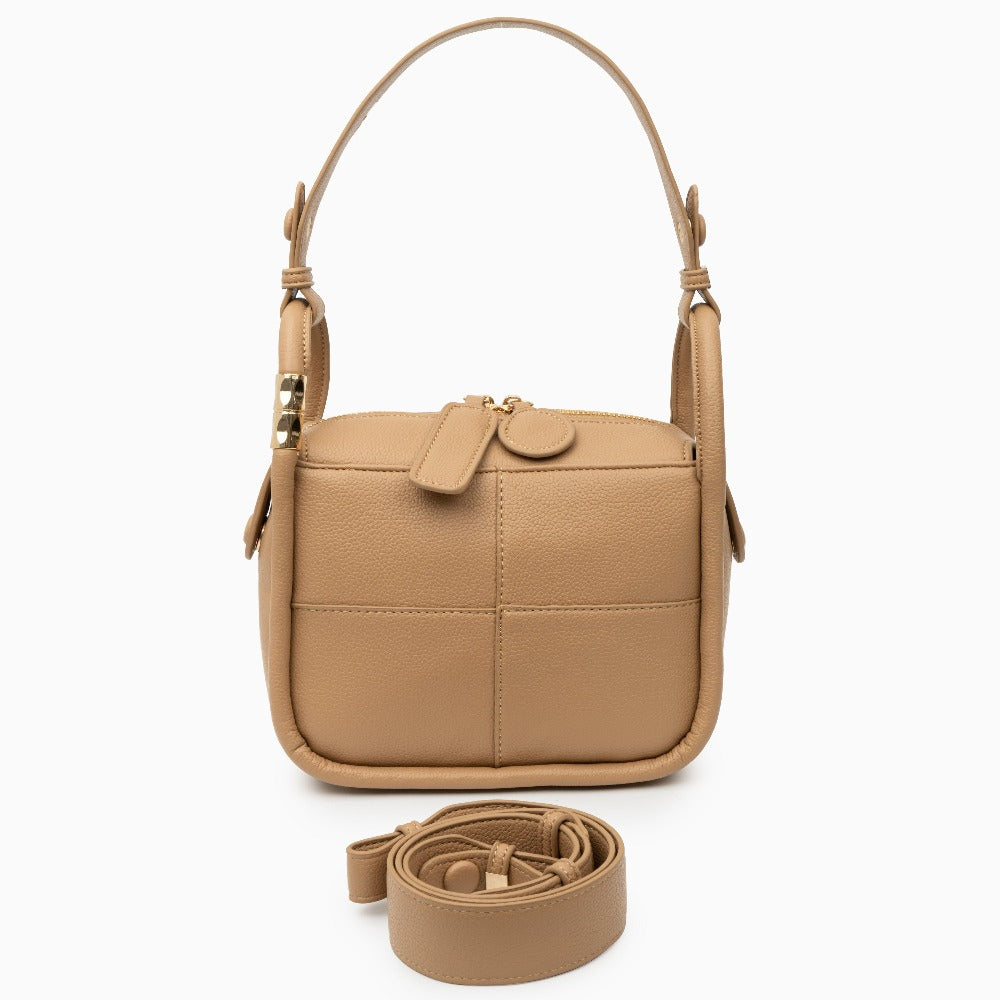 Schultertasche mit Struktur-Optik & Goldakzent