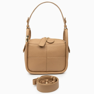 Schultertasche mit Struktur-Optik & Goldakzent