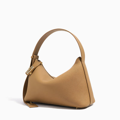 Minimalistische Damen Schultertasche – Echtleder mit Drehverschluss & Zipper | Alltag & Events