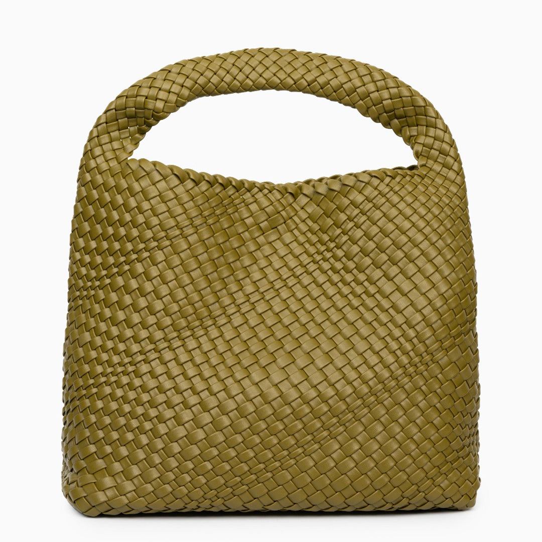 Premium Hobo Schultertasche Schwarz – Geflochtene Schultertasche aus veganem Leder