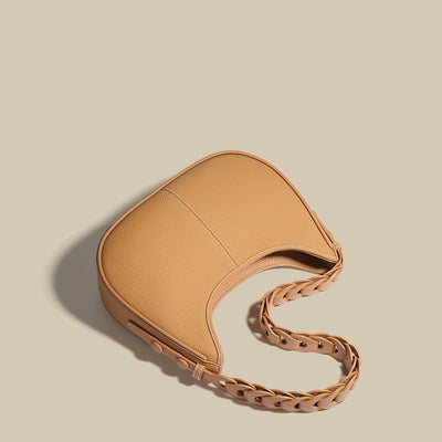 Elegante Halbmond-Schultertasche mit Geflochtenem Henkel