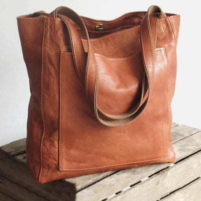 Clara | Klassische Leder-Shopper Tasche in Braun