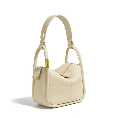 Schultertasche mit Struktur-Optik & Goldakzent
