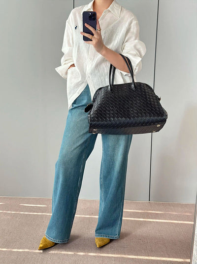 Elegante Handtasche mit geflochtenem Design und abnehmbarem Riemen