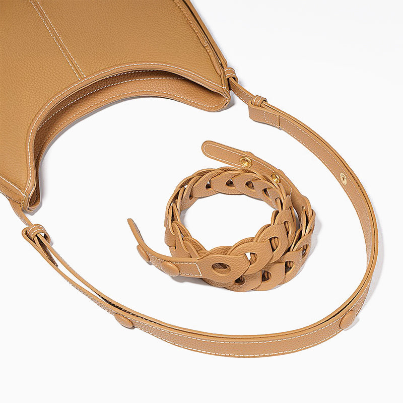 Elegante Halbmond-Schultertasche mit Geflochtenem Henkel