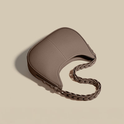Elegante Halbmond-Schultertasche mit Geflochtenem Henkel