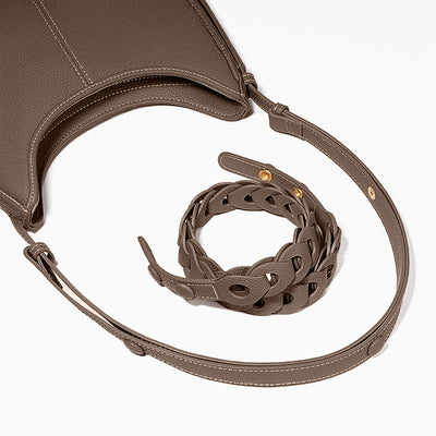 Elegante Halbmond-Schultertasche mit Geflochtenem Henkel