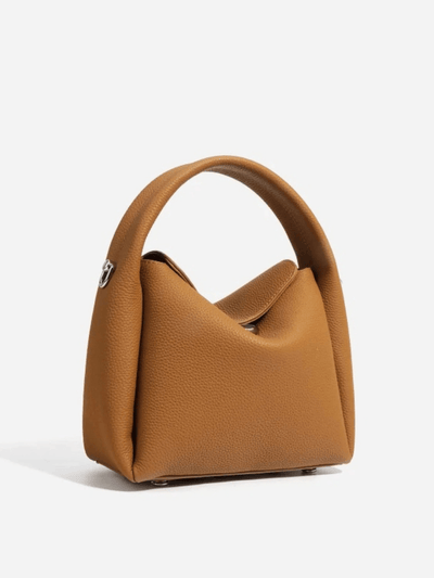 Damen Handtasche aus Veganem Leder – Crossbody Bag in Cognac mit rundem Griff