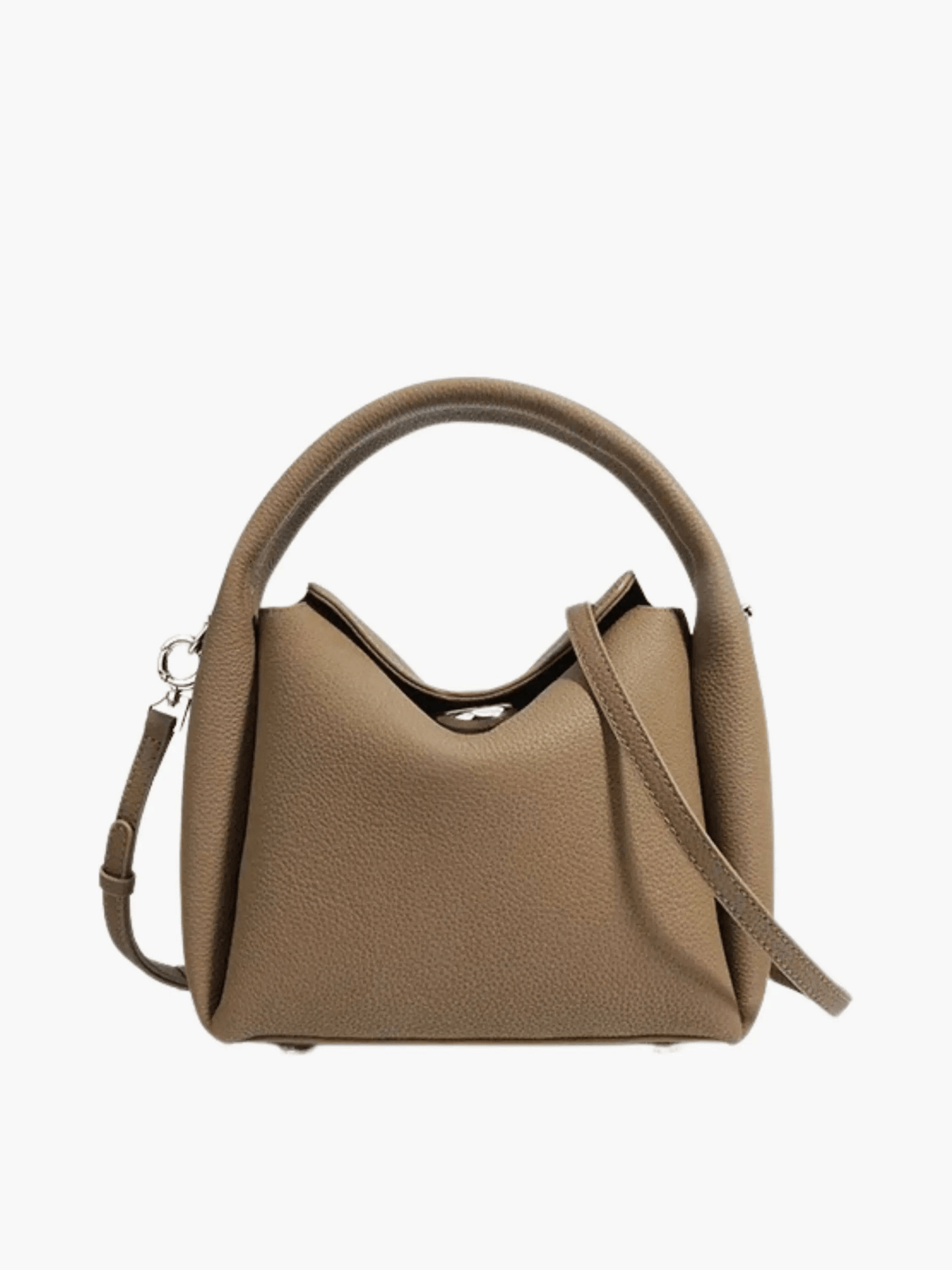 Damen Handtasche aus Veganem Leder – Crossbody Bag in Cognac mit rundem Griff