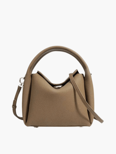 Damen Handtasche aus Veganem Leder – Crossbody Bag in Cognac mit rundem Griff