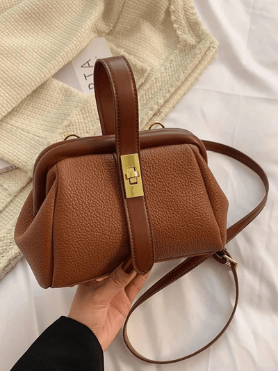 Damen Handtasche in Strukturleder-Optik – Elegante Box Bag mit Riegelverschluss & Schulterriemen