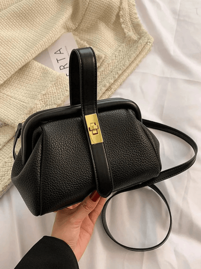 Damen Handtasche in Strukturleder-Optik – Elegante Box Bag mit Riegelverschluss & Schulterriemen