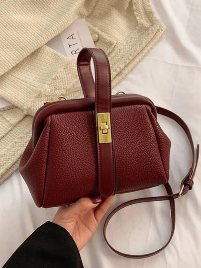 Damen Handtasche in Strukturleder-Optik – Elegante Box Bag mit Riegelverschluss & Schulterriemen