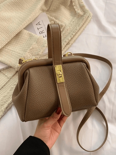 Damen Handtasche in Strukturleder-Optik – Elegante Box Bag mit Riegelverschluss & Schulterriemen