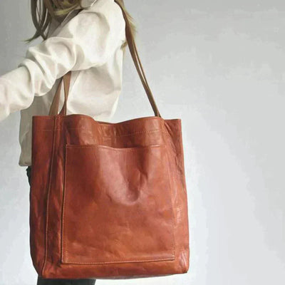 Clara | Klassische Leder-Shopper Tasche in Braun