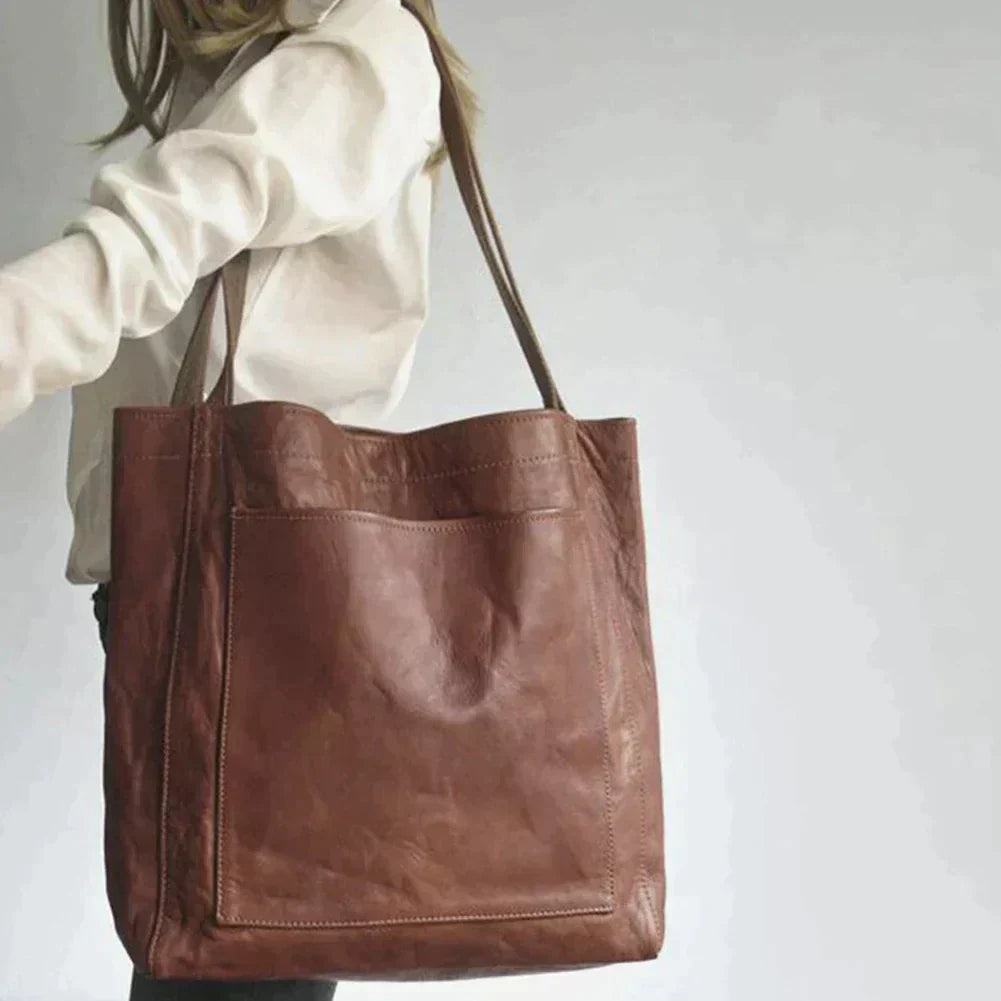Clara | Klassische Leder-Shopper Tasche in Braun