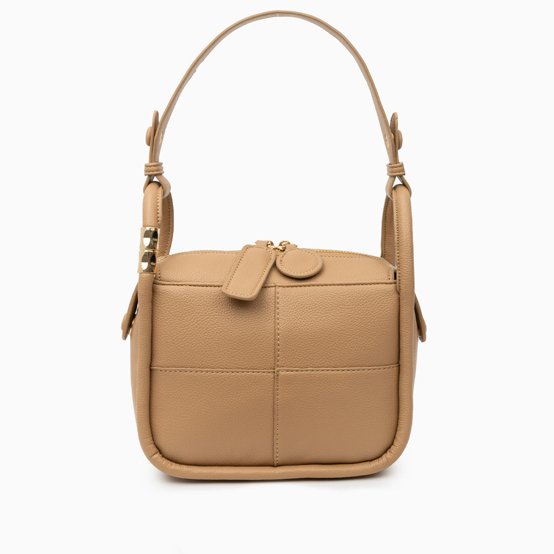 Schultertasche mit Struktur-Optik & Goldakzent