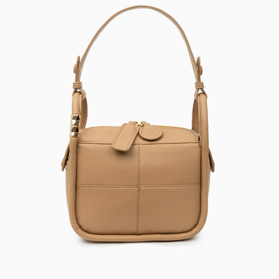 Schultertasche mit Struktur-Optik & Goldakzent