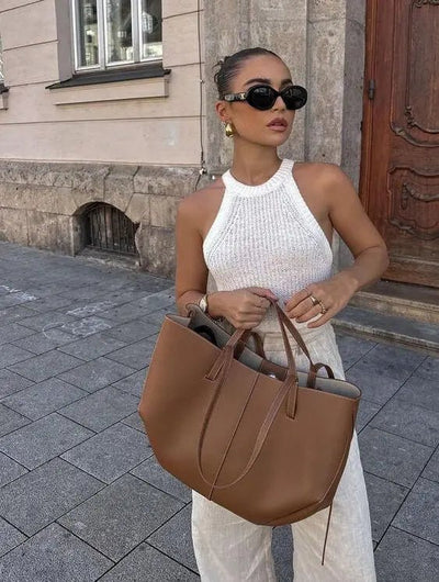 Damen Tote Bag Braun – Moderne Alltagstasche mit Knoten-Details | ommoda.de