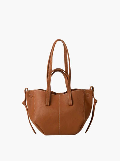 Elegante Damen Tote Bag in Braun mit langen Henkeln und seitlichen Knoten

