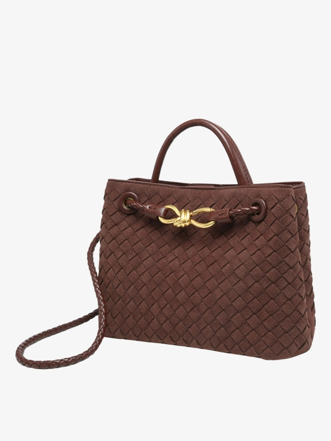 Kompakte Handtasche mit Flechtoptik & Knotendetail