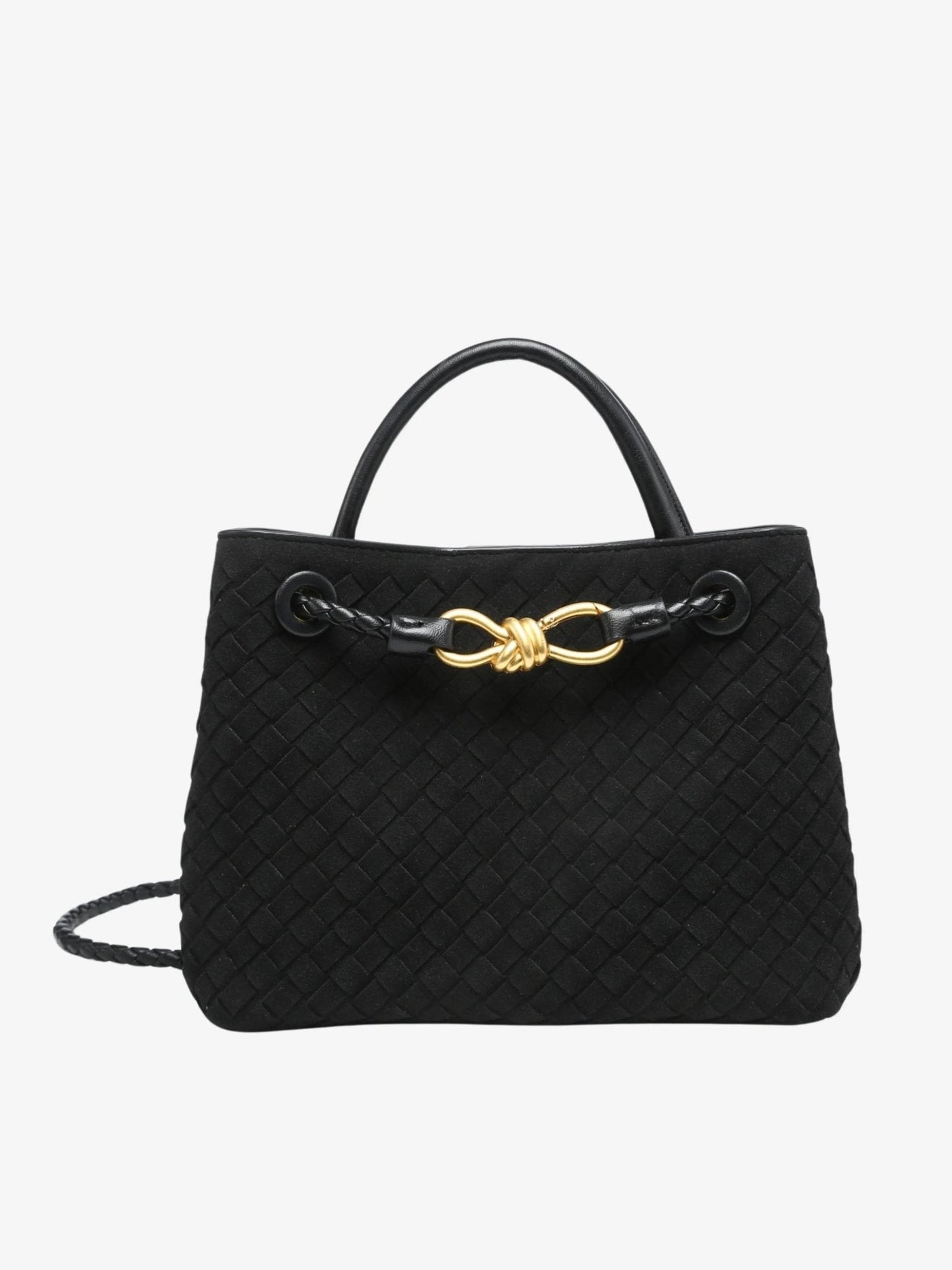 Kompakte Handtasche mit Flechtoptik & Knotendetail