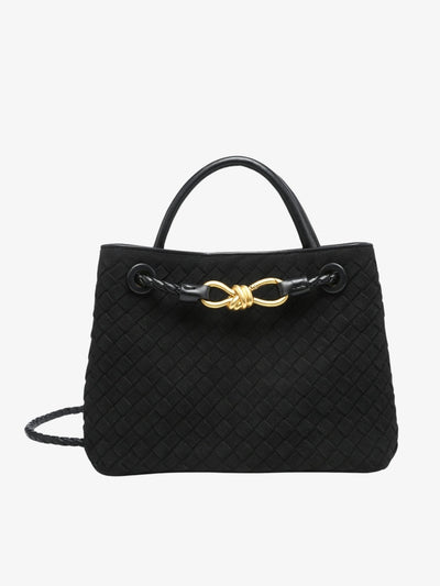 Kompakte Handtasche mit Flechtoptik & Knotendetail