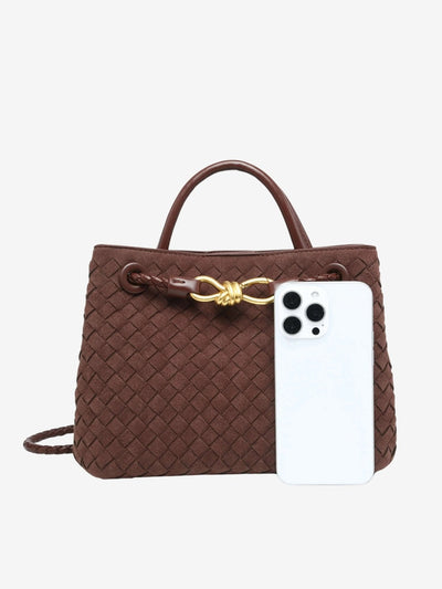 Kompakte Handtasche mit Flechtoptik & Knotendetail